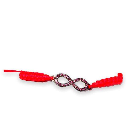 Neon Coral Retro Rhinestone Studded Infinity Adjustable Bracelet - Picture 2 of 5